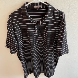 Peter Millar summer comfort black & pink striped golf Polo Sz large